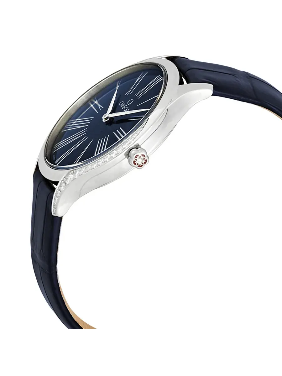Женские часы Omega De Ville с синим циферблатом 428.18.36.60.03.001 — изображение 2 из 3, оттенок серебряный