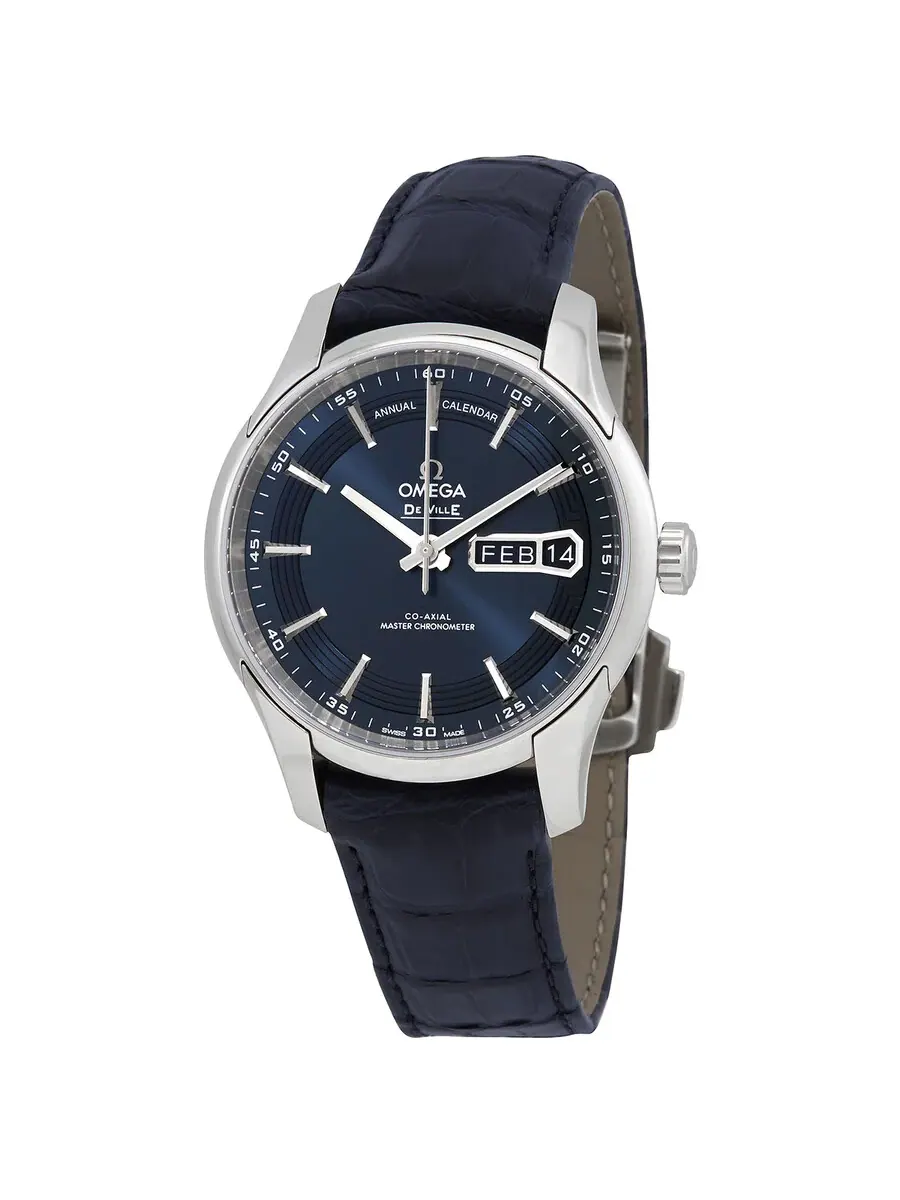Мужские часы Omega De Ville Hour Vision с автоматическим механизмом и синим циферблатом 433.33.41.22.03.001