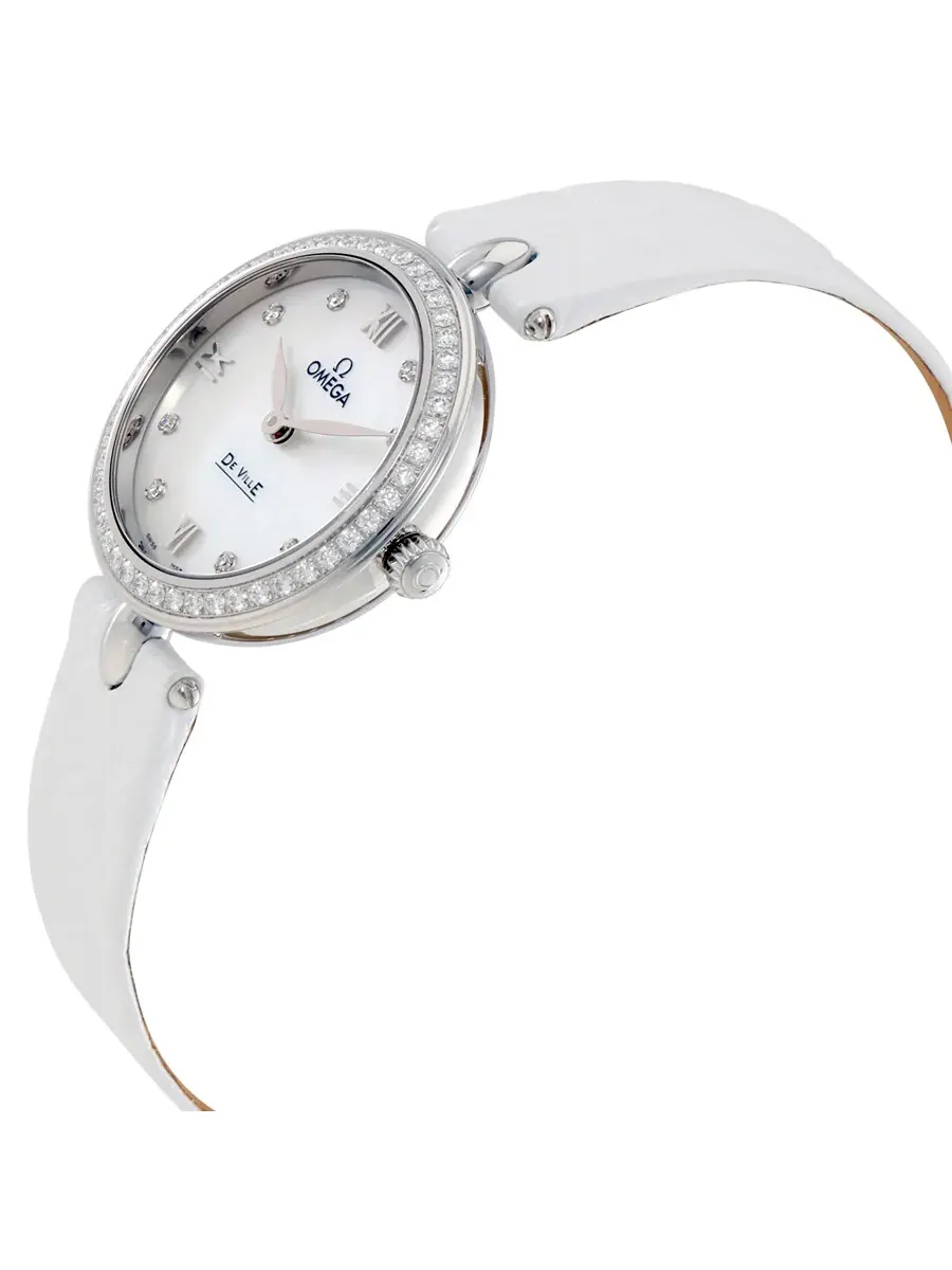 Женские часы Omega De Ville Prestige с перламутровым циферблатом и бриллиантами 424.18.27.60.55.001 — изображение 2 из 3