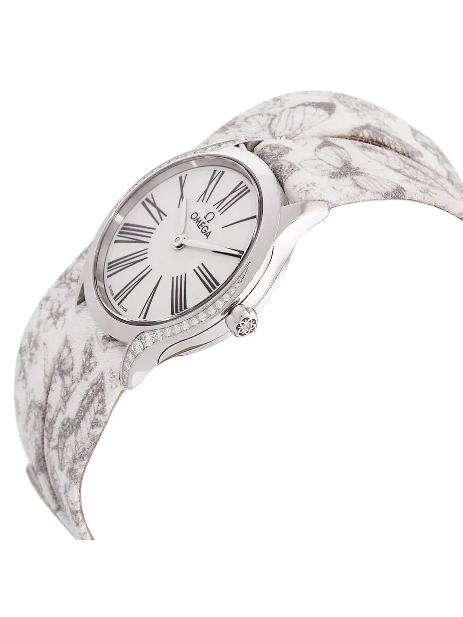 Женские часы Omega De Ville Quartz с белым циферблатом и бриллиантами 428.17.26.60.04.002 — изображение 2 из 3
