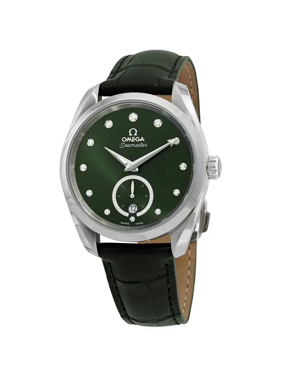 Женские часы Omega Seamaster Automatic Chronometer с зеленым циферблатом и бриллиантами 220.13.38.20.60.001