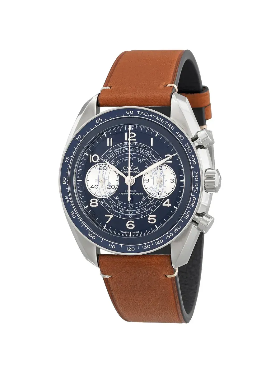 Мужские часы Omega Speedmaster Chronograph с ручным подзаводом, синий циферблат 329.32.43.51.03.001