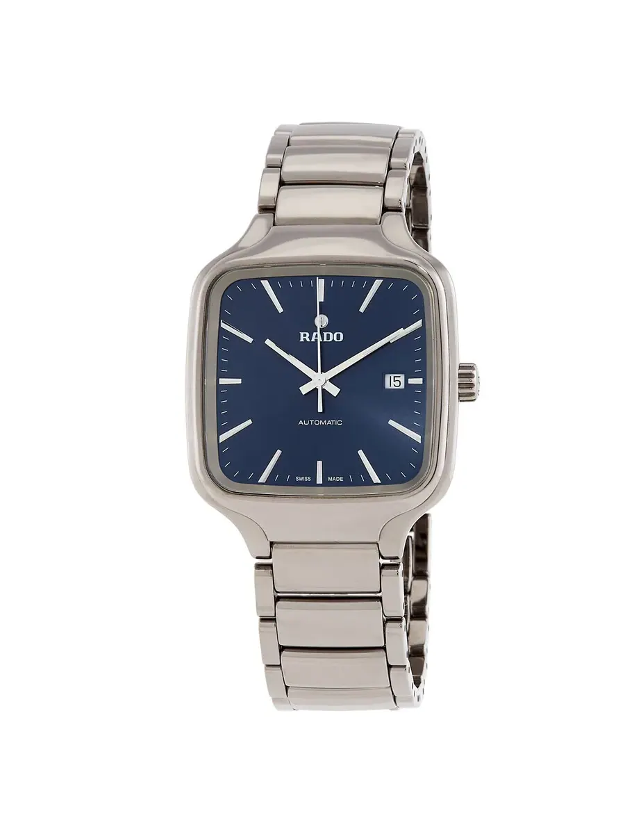 Открытая коробка - Часы Rado True Square Automatic с синим циферблатом унисекс R27077202 — серый