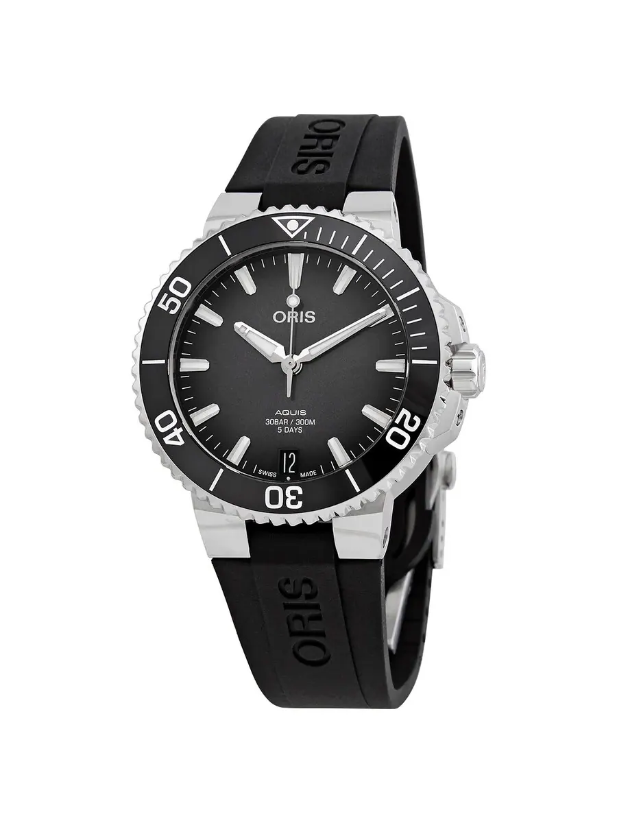Мужские часы Oris Aquis Automatic с черным циферблатом 01 400 7769 4154-07 4 22 74FC — серебристый