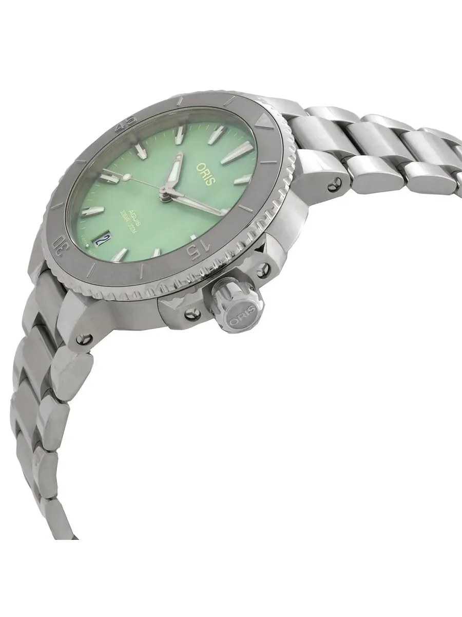 Часы Oris Aquis Automatic 36.5mm с зеленым циферблатом 01 733 7770 4157-07 8 18 05P — изображение 2 из 3, оттенок серебряный