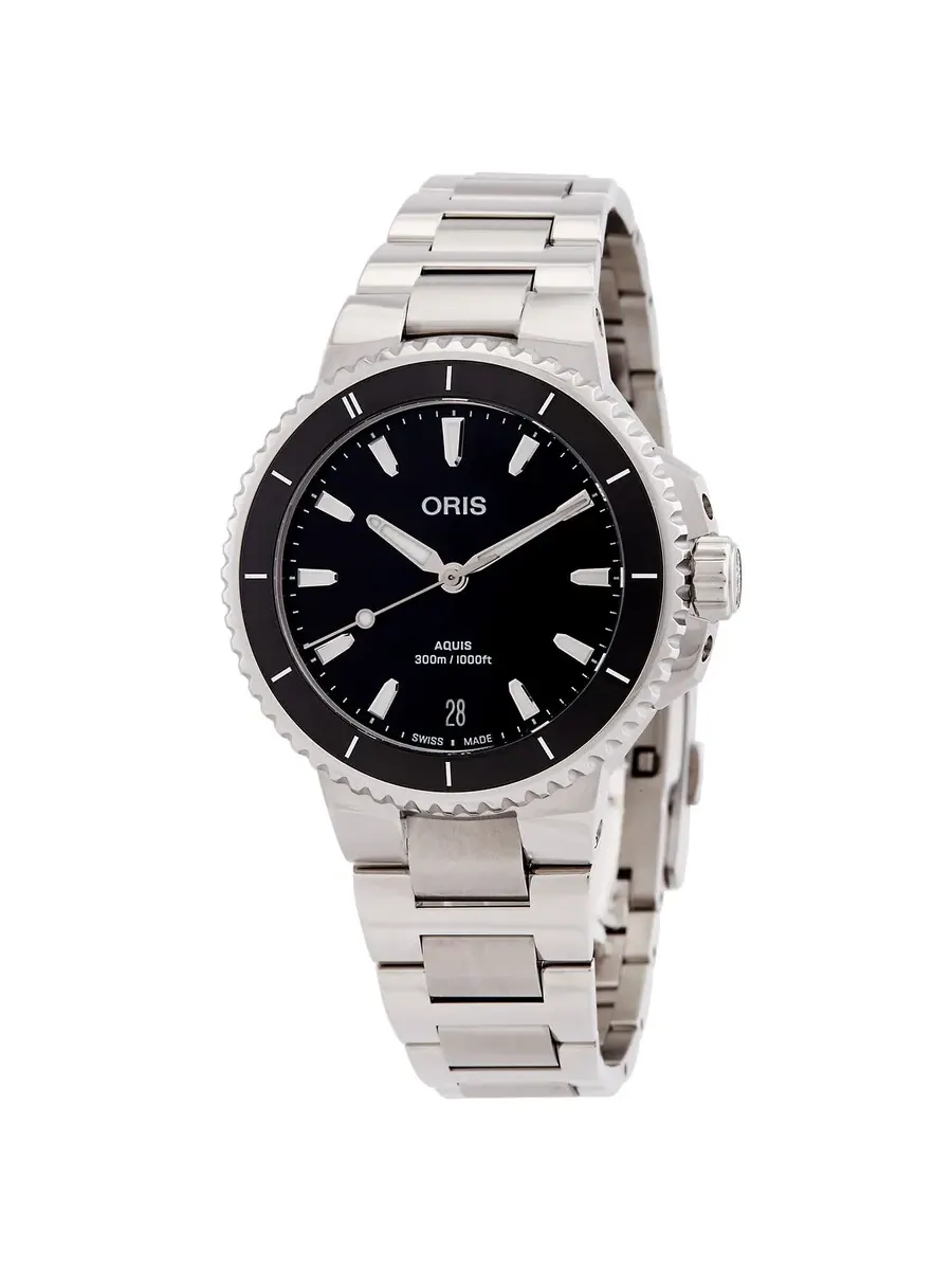 Женские часы Oris Aquis Date Automatic с черным циферблатом 01 733 7792 4154-07 8 19 05P — черный