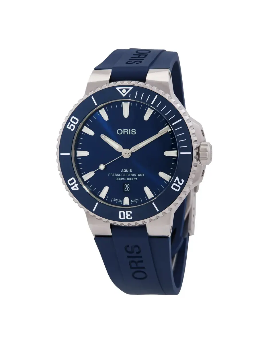 Мужские часы Oris Aquis Date Automatic с синим циферблатом 01 733 7789 4135-07 4 23 35FC — синий