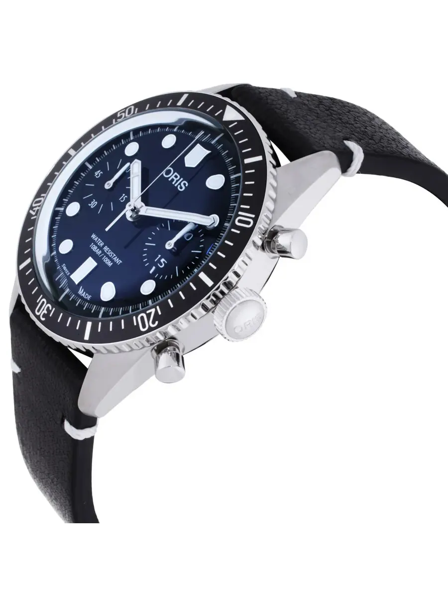 Мужские часы Oris Divers Sixty-Five Chronograph Automatic с черным циферблатом 01 771 7791 4054-07 6 20 01, оттенок черный