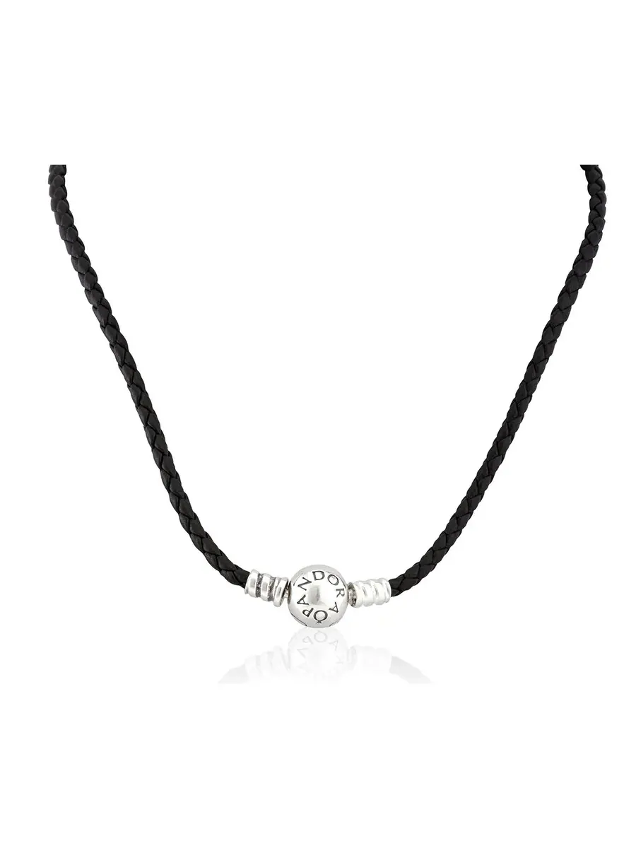 Браслет Pandora Double Black из черной кожи