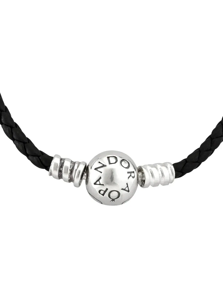Браслет Pandora Double Black из черной кожи — изображение 2 из 4, оттенок черный