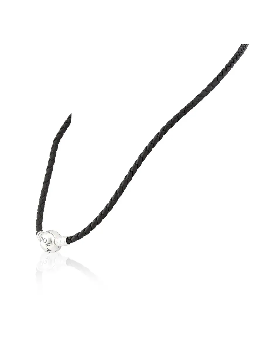 Браслет Pandora Double Black из черной кожи — изображение 3 из 4, оттенок черный
