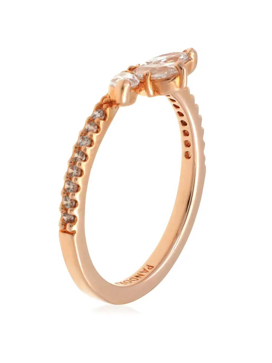 Кольцо-кластер Pandora Ladies Sparkling Herbarium — изображение 3 из 4, оттенок розовый золотистый