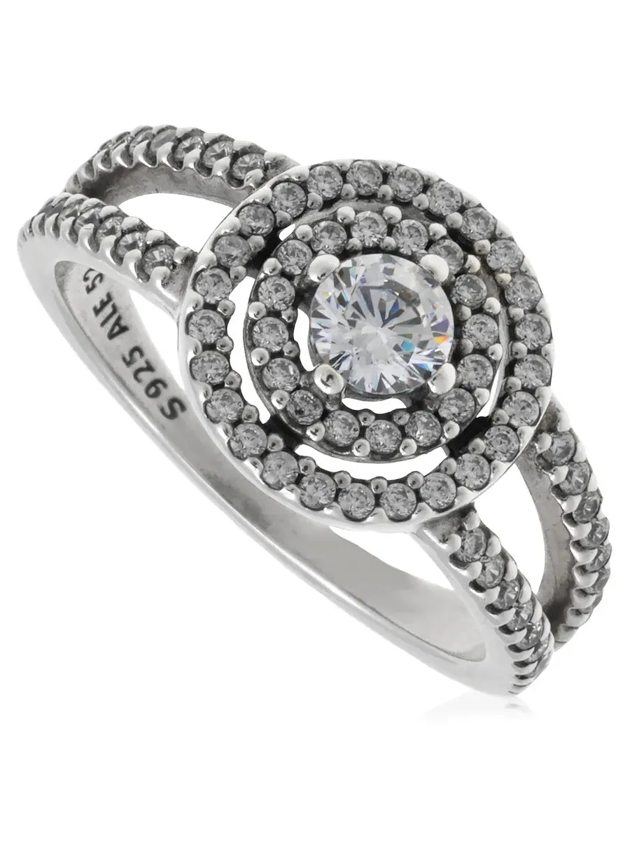 Серебряное кольцо Pandora Ladies с двойным сияющим ореолом