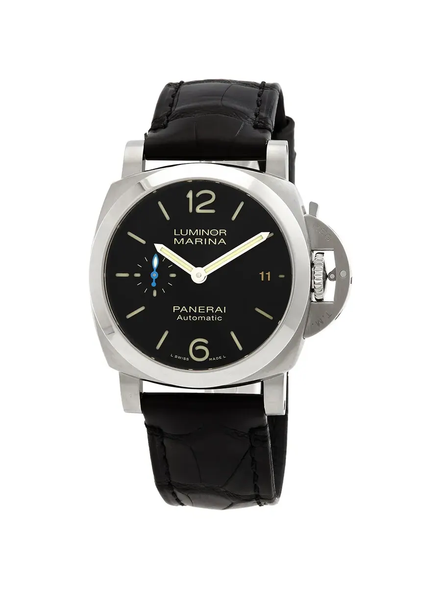 Мужские часы Panerai Luminor Automatic с черным циферблатом PAM01372 — серебристый