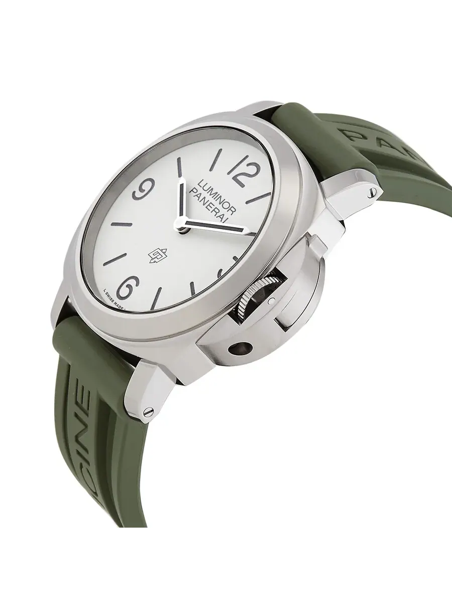 Мужские часы Panerai Luminor 44 мм Base Logo Automatic с белым циферблатом PAM01087 — изображение 2 из 3, оттенок серебряный