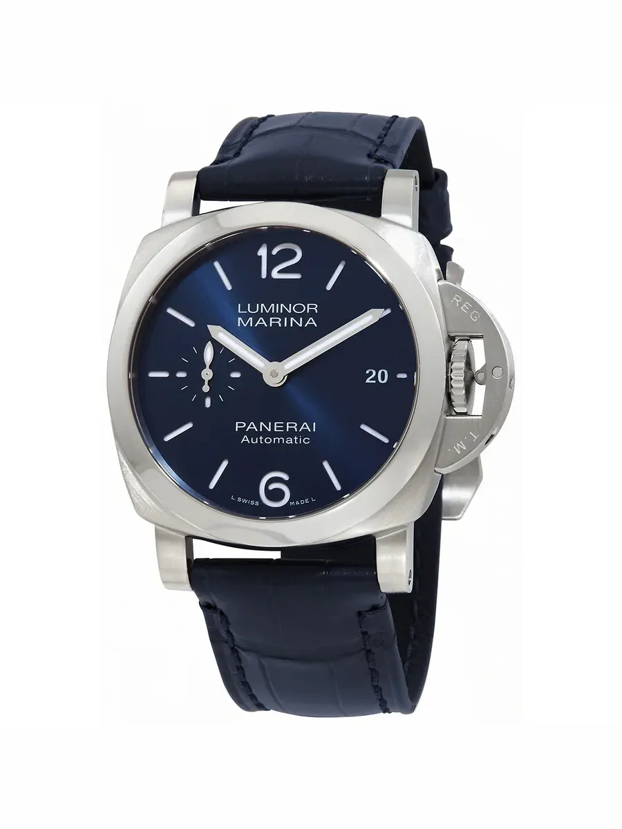 Мужские часы Panerai Luminor с автоматическим механизмом и синим циферблатом PAM01370 — серебристый