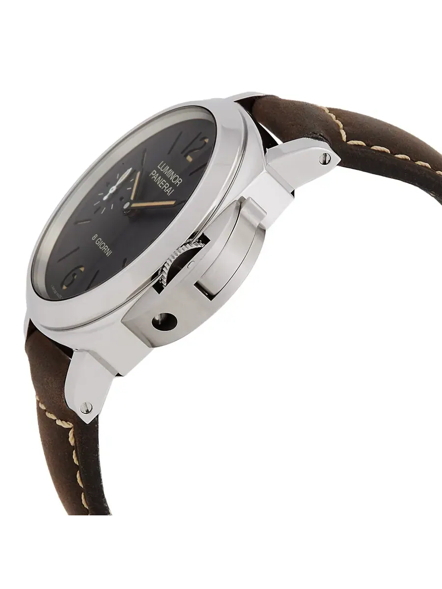 Мужские часы Panerai Luminor Base с ручным заводом и черным циферблатом PAM00915BR — изображение 2 из 3, оттенок серебряный