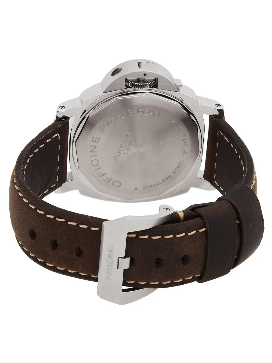 Мужские часы Panerai Luminor Base с ручным заводом и черным циферблатом PAM00915BR — изображение 3 из 3, оттенок серебряный