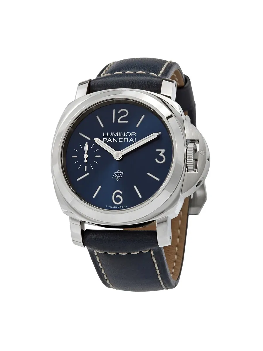 Мужские часы Panerai Luminor Blu Mare с ручным заводом и синим циферблатом PAM01085 — серебристый