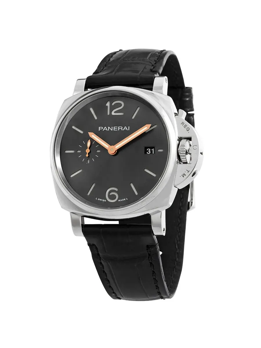 Мужские часы Panerai Luminor Due 42 Automatic с антрацитовым циферблатом PAM01250 — серебристый