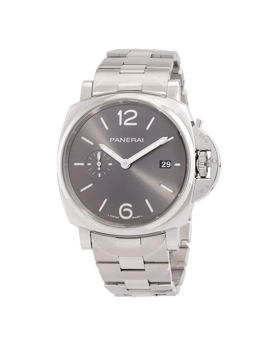 Часы Panerai Luminor Due 42 мм с автоматическим механизмом и антрацитовым циферблатом PAM01387 — серебристый