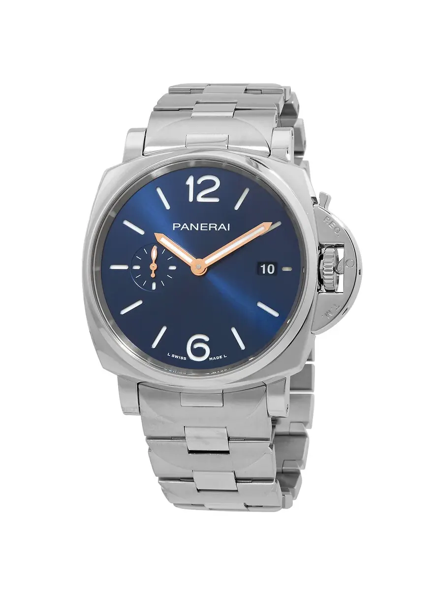 Мужские часы Panerai Luminor Due Automatic с синим циферблатом PAM01124 — серебристый