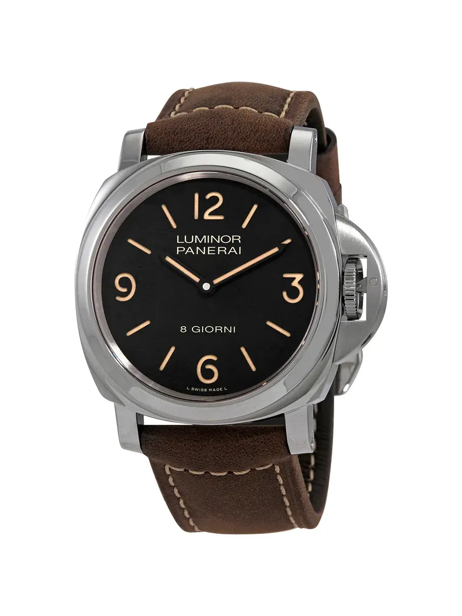 Мужские часы Panerai Luminor 8 Giorni с ручным заводом, черным циферблатом, 44 мм, модель PAM00914