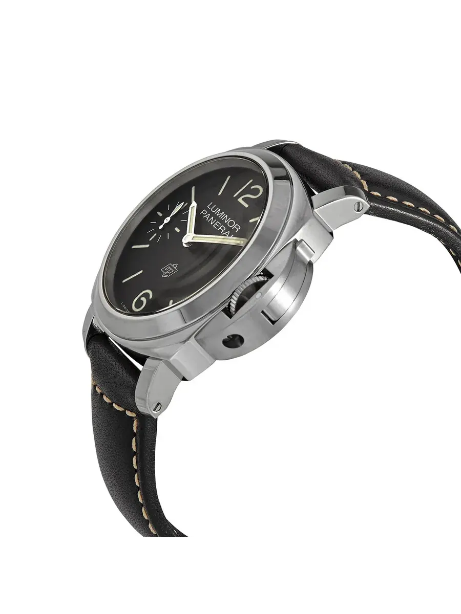 Мужские часы Panerai Luminor Logo с ручным заводом и черным циферблатом PAM01084 — изображение 2 из 5, оттенок серебряный