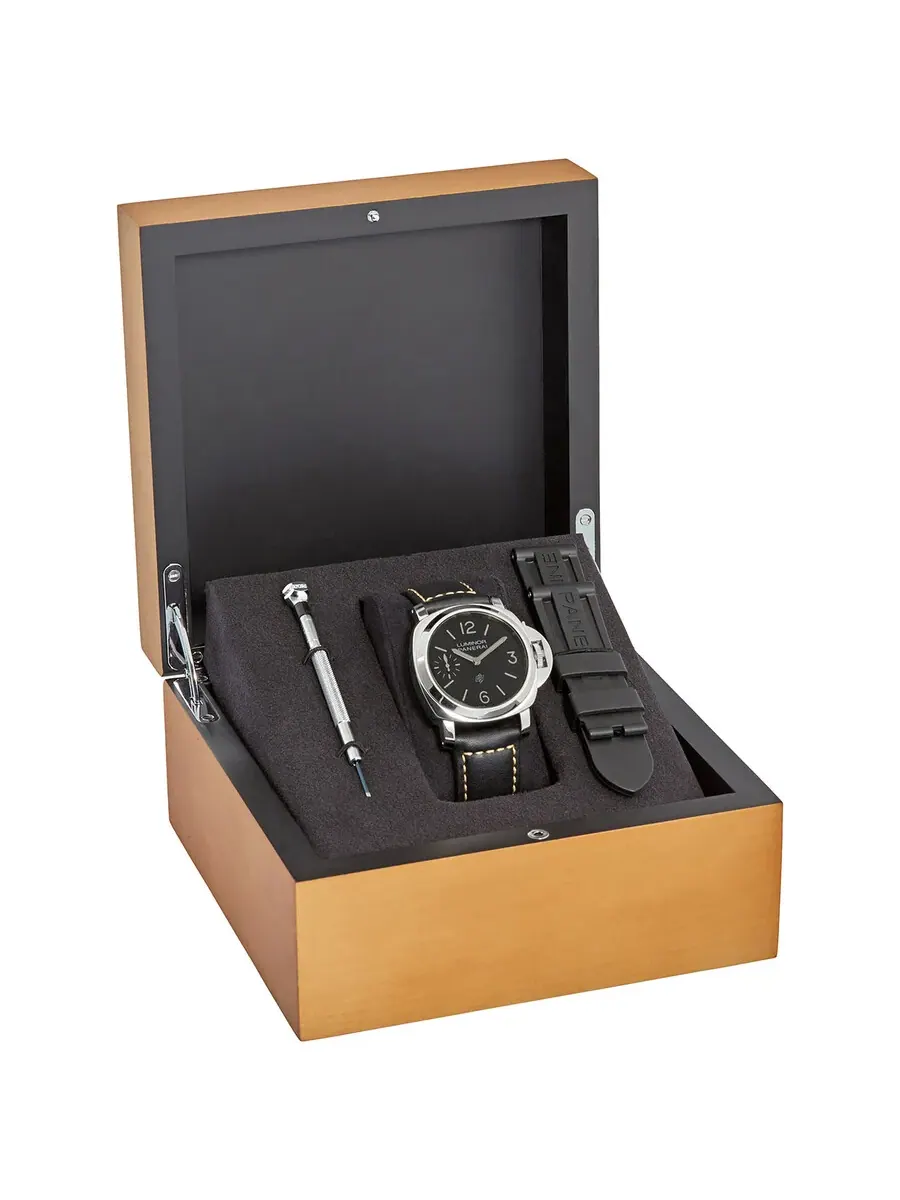 Мужские часы Panerai Luminor Logo с ручным заводом и черным циферблатом PAM01084 — изображение 5 из 5, оттенок серебряный