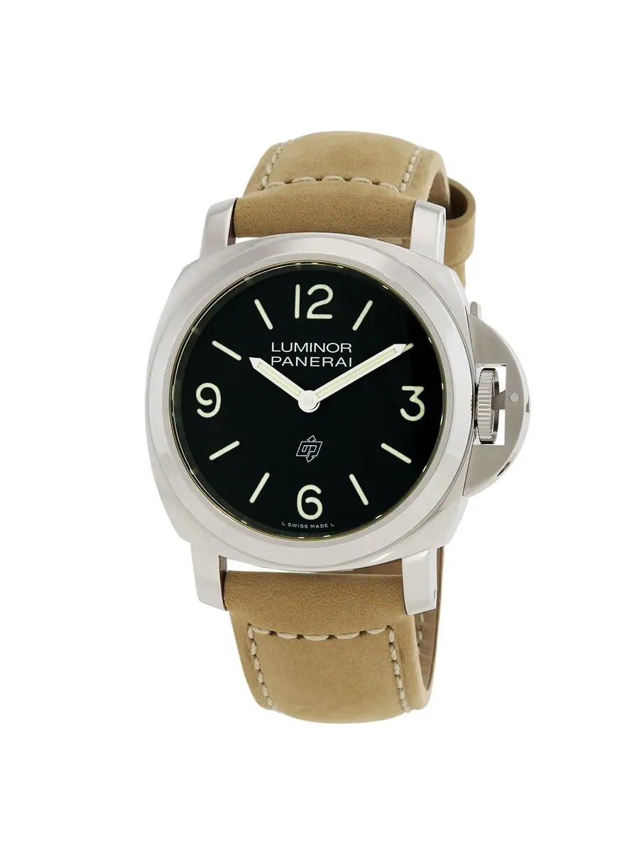 Мужские часы Panerai Luminor Logo с ручным заводом и черным циферблатом, модель PAM01086
