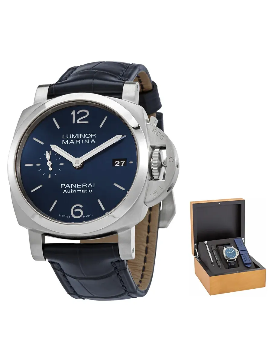 Мужские часы Panerai Luminor Marina Automatic с синим циферблатом PAM01393