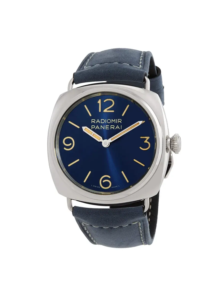 Мужские часы Panerai Radiomir Officine 45 мм с ручным заводом, синим циферблатом PAM01383