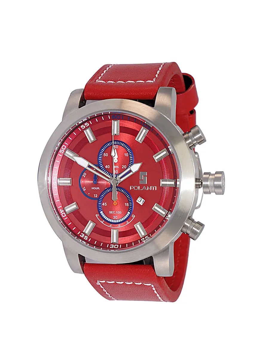 Мужские часы Polanti Rogue Chronograph Quartz с красным циферблатом RG0001M-SS