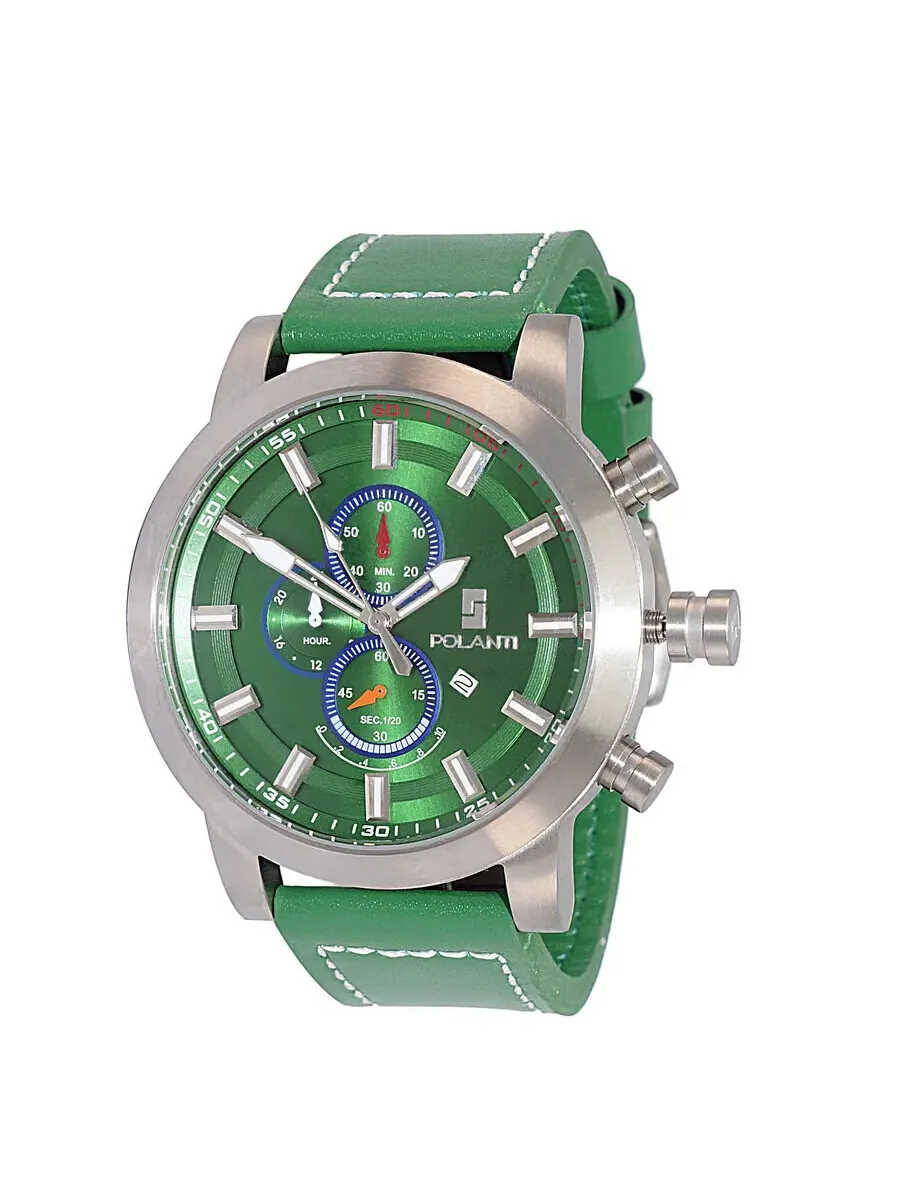 Мужские часы Polanti Rogue Chronograph Tachymeter с зеленым циферблатом RG0001G-SS