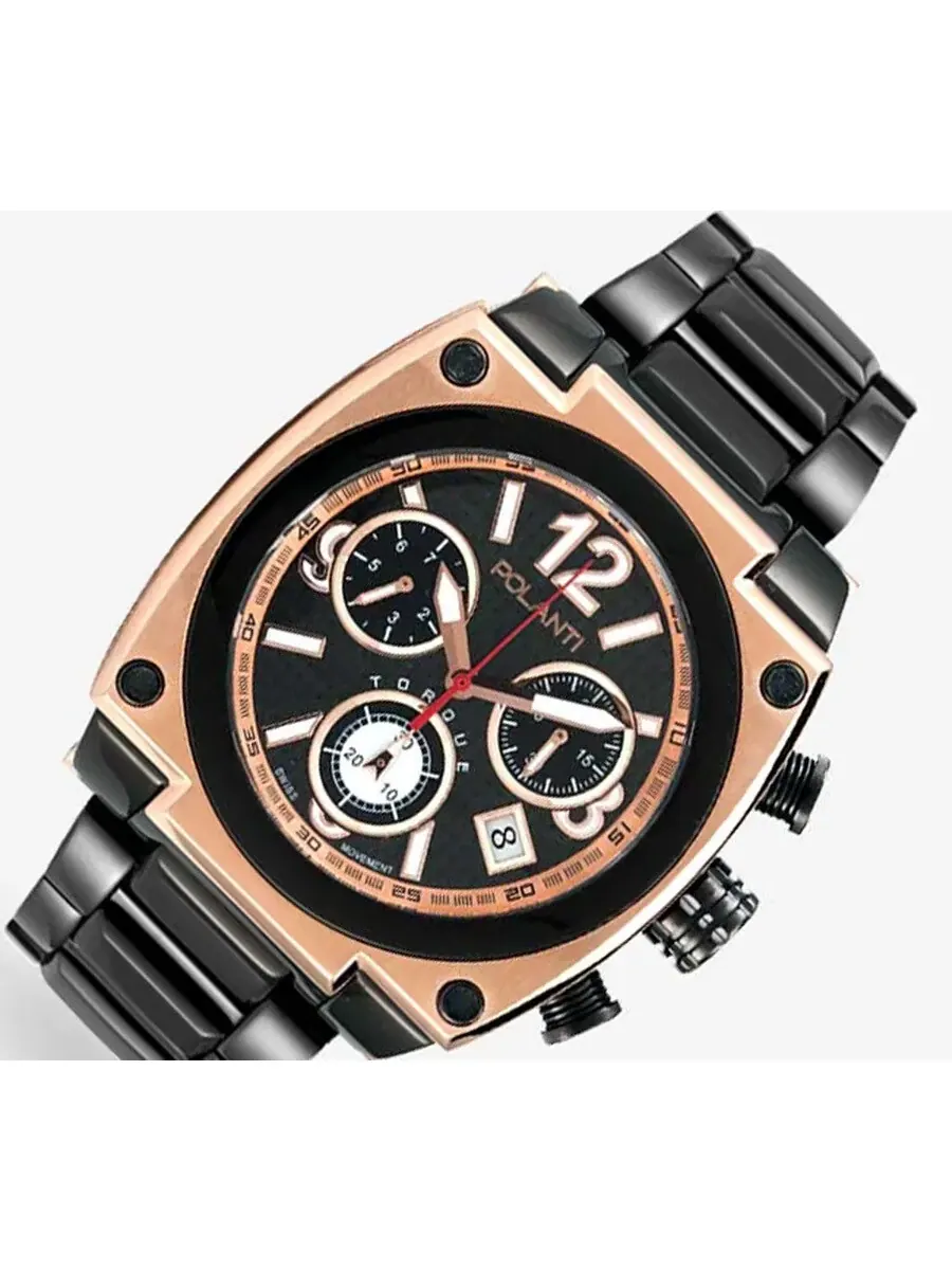 Мужские часы Polanti Torque Ii Chrono Chronograph с черным циферблатом PLT2003-RGBK — черный