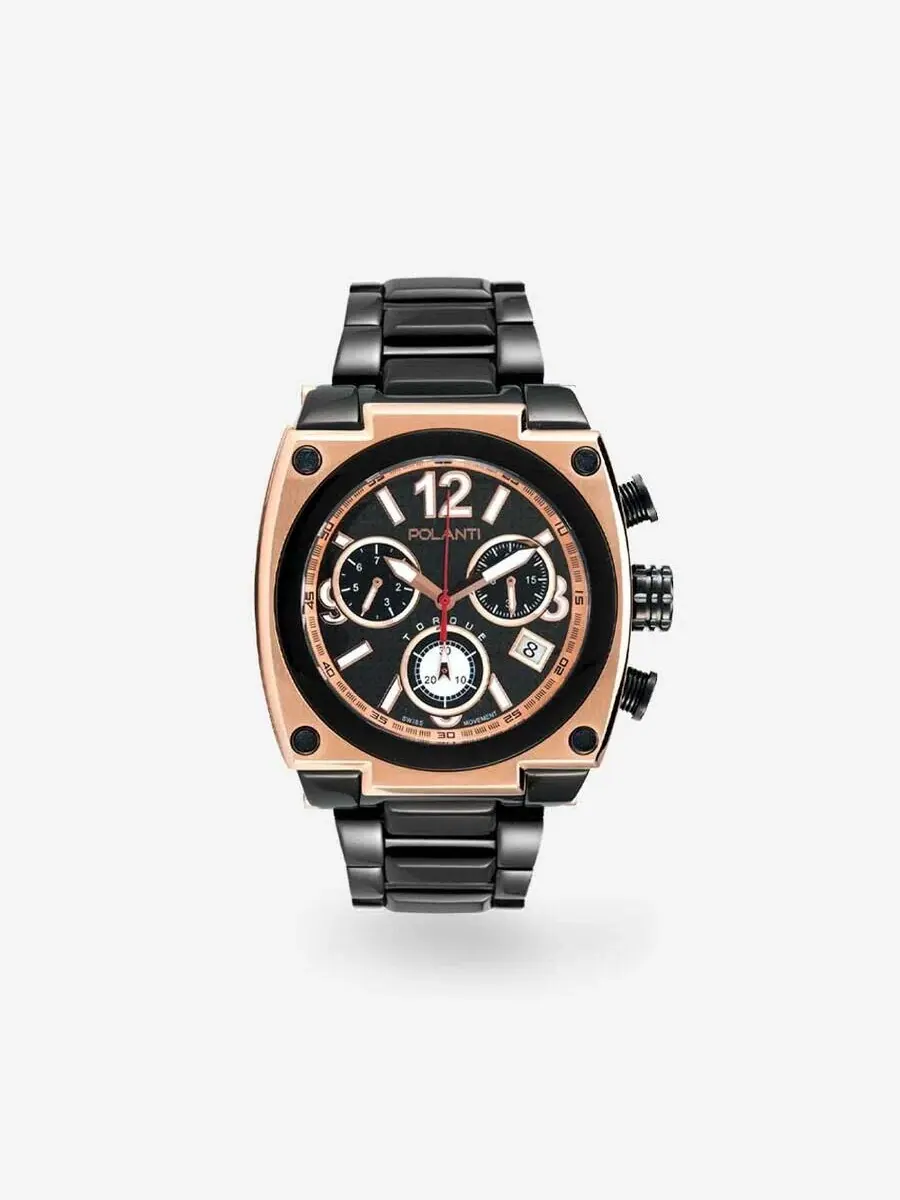 Мужские часы Polanti Torque Ii Chrono Chronograph с черным циферблатом PLT2003-RGBK — изображение 2 из 2, оттенок черный