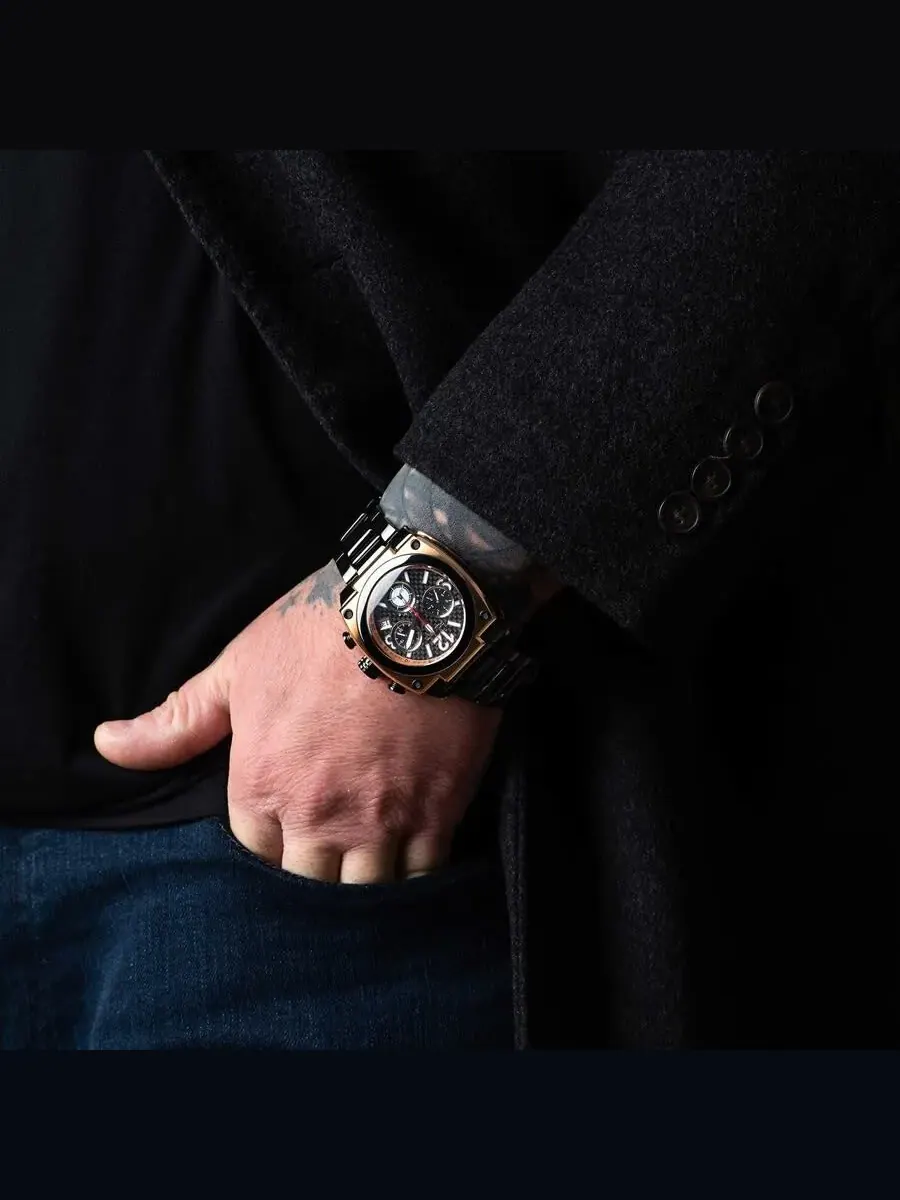 Мужские часы Polanti Torque II Chrono Chronograph с черным циферблатом PLT2004LB-RGBK — изображение 4 из 4, оттенок черный
