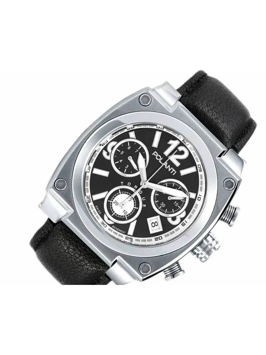 Мужские часы Polanti Torque Ii Chrono Chronograph с черным циферблатом PLT2004LB-SBK