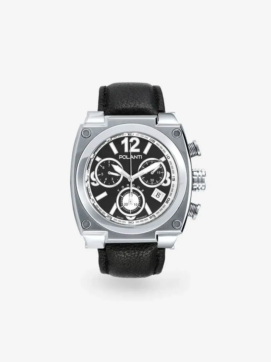 Мужские часы Polanti Torque Ii Chrono Chronograph с черным циферблатом PLT2004LB-SBK — изображение 2 из 2, оттенок серебряный