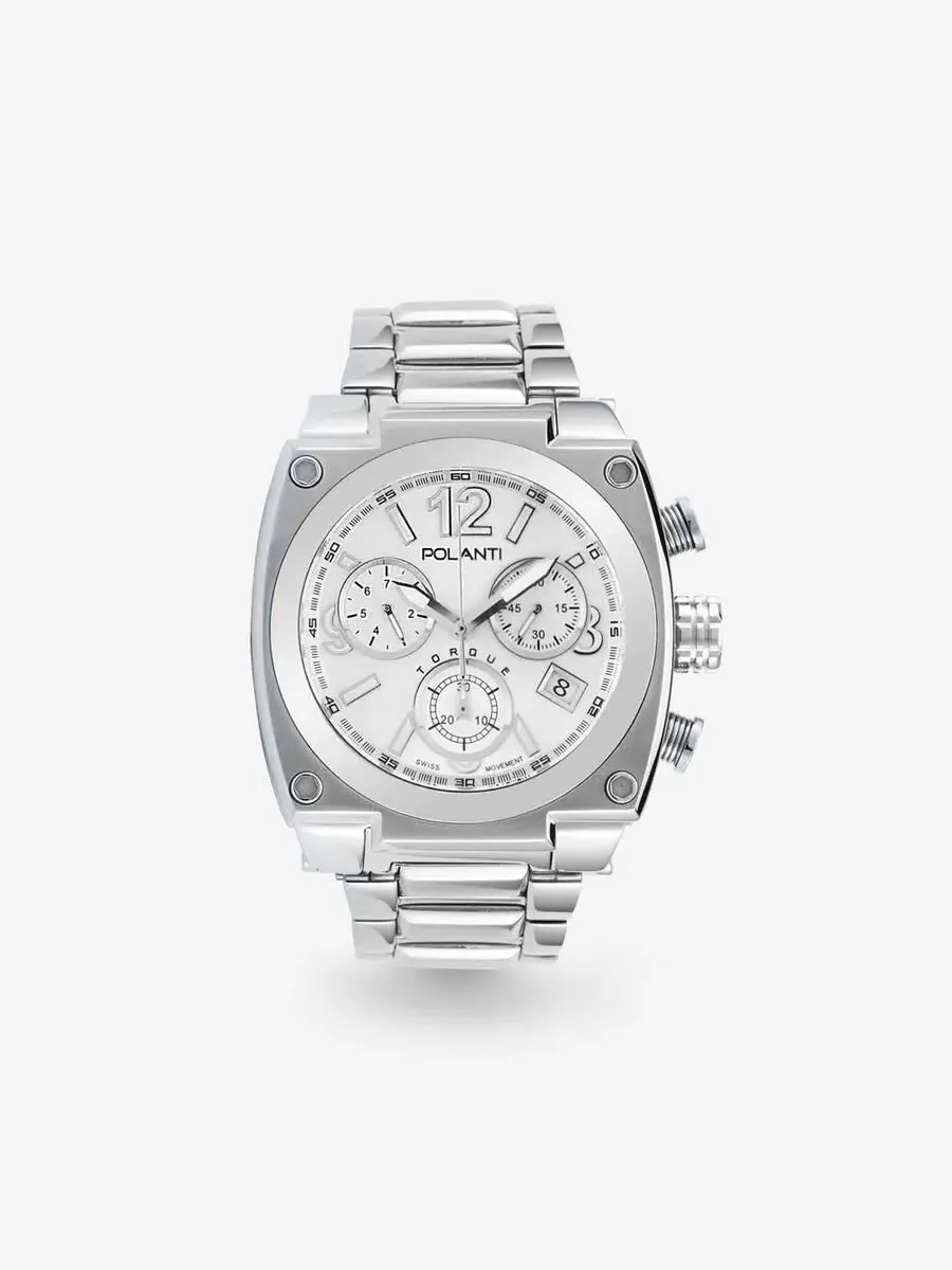Мужские часы Polanti Torque II Chrono Chronograph с белым циферблатом PLT2003-SWT — изображение 2 из 5, оттенок серебряный