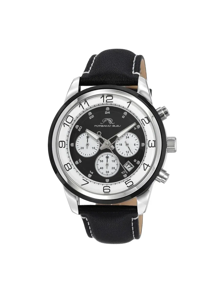 Мужские часы Porsamo Bleu Arthur Chronograph Quartz с черным циферблатом 1091BARL — серебристый