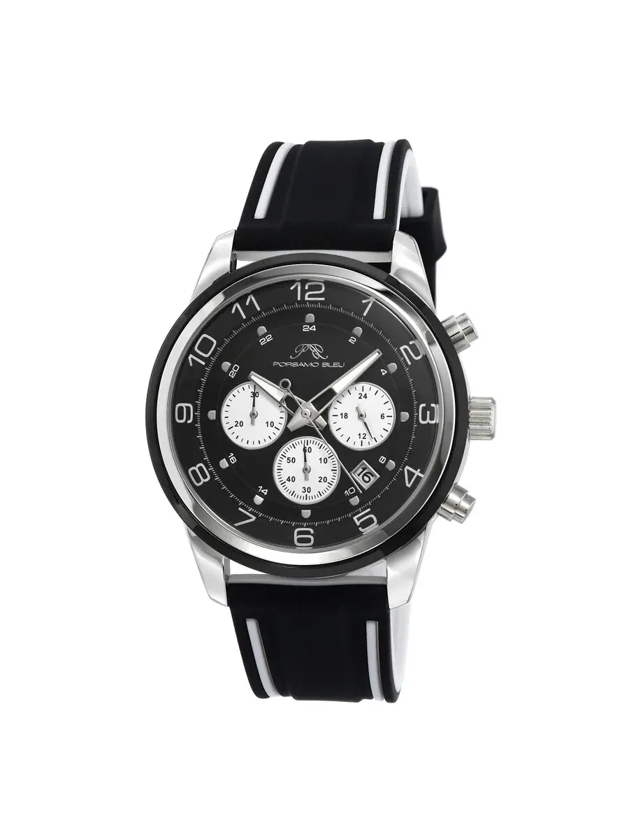 Мужские часы Porsamo Bleu Arthur Chronograph Quartz с черным циферблатом 1092AARR — серебристый