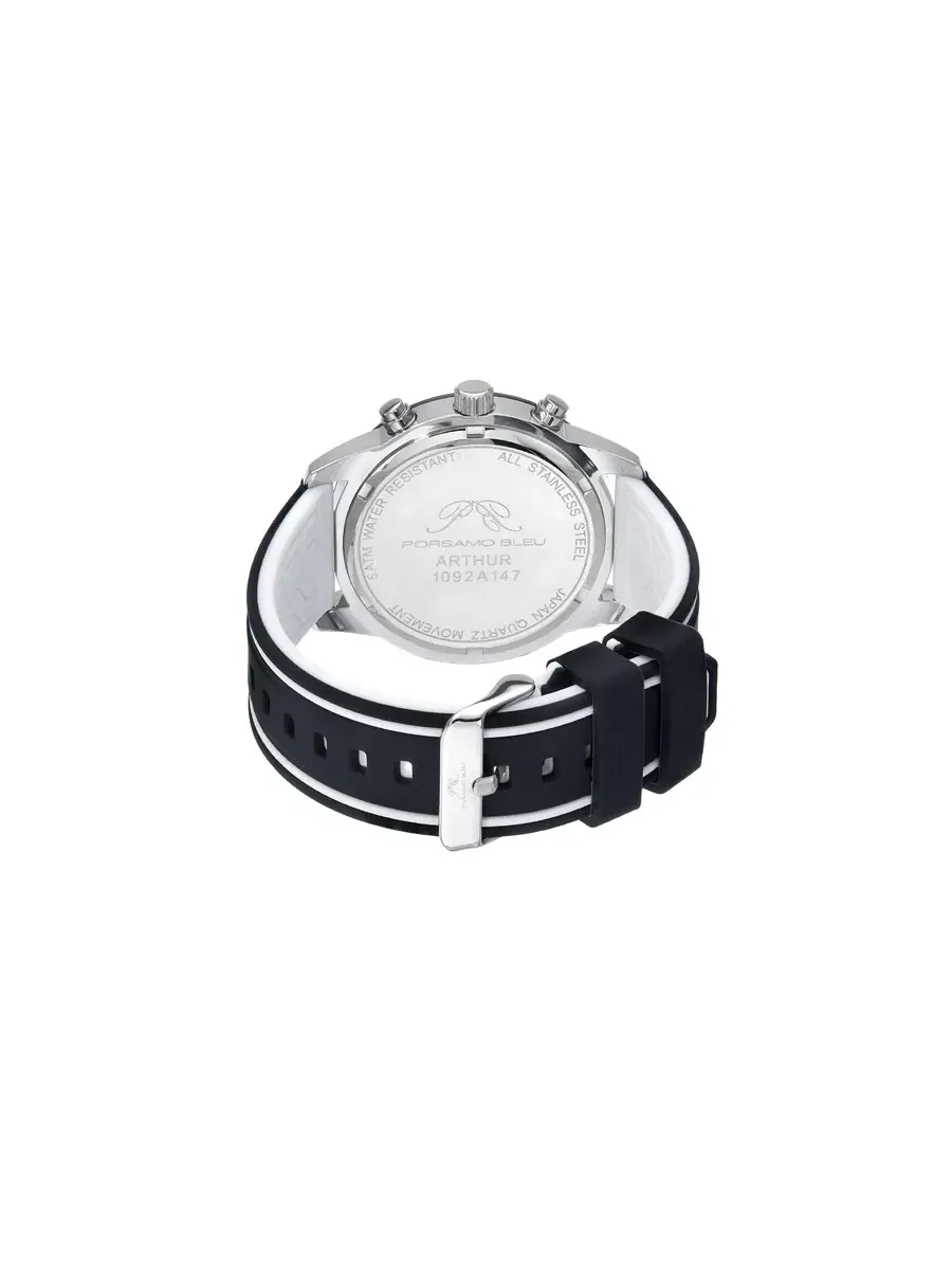 Мужские часы Porsamo Bleu Arthur Chronograph Quartz с черным циферблатом 1092AARR — изображение 4 из 6, оттенок серебряный
