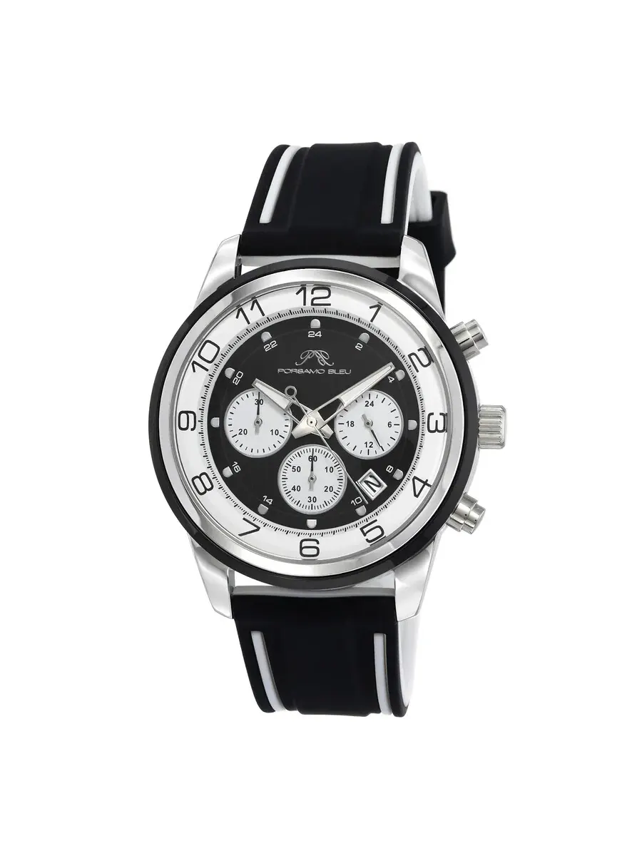 Мужские часы Porsamo Bleu Arthur Chronograph Quartz с черным циферблатом 1092BARR — серебристый