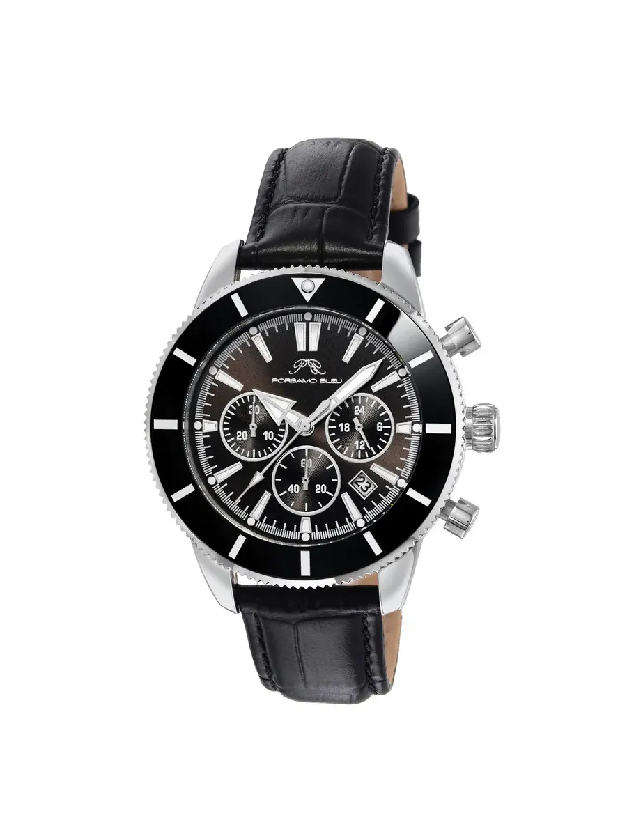 Мужские часы Porsamo Bleu Brandon Chronograph Quartz с черным циферблатом 1012ABRL