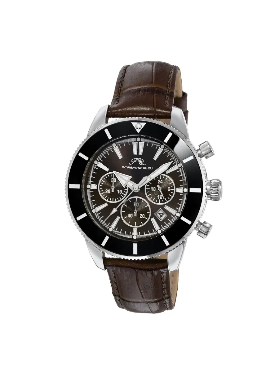 Мужские часы Porsamo Bleu Brandon Chronograph Quartz с черным циферблатом 1012CBRL
