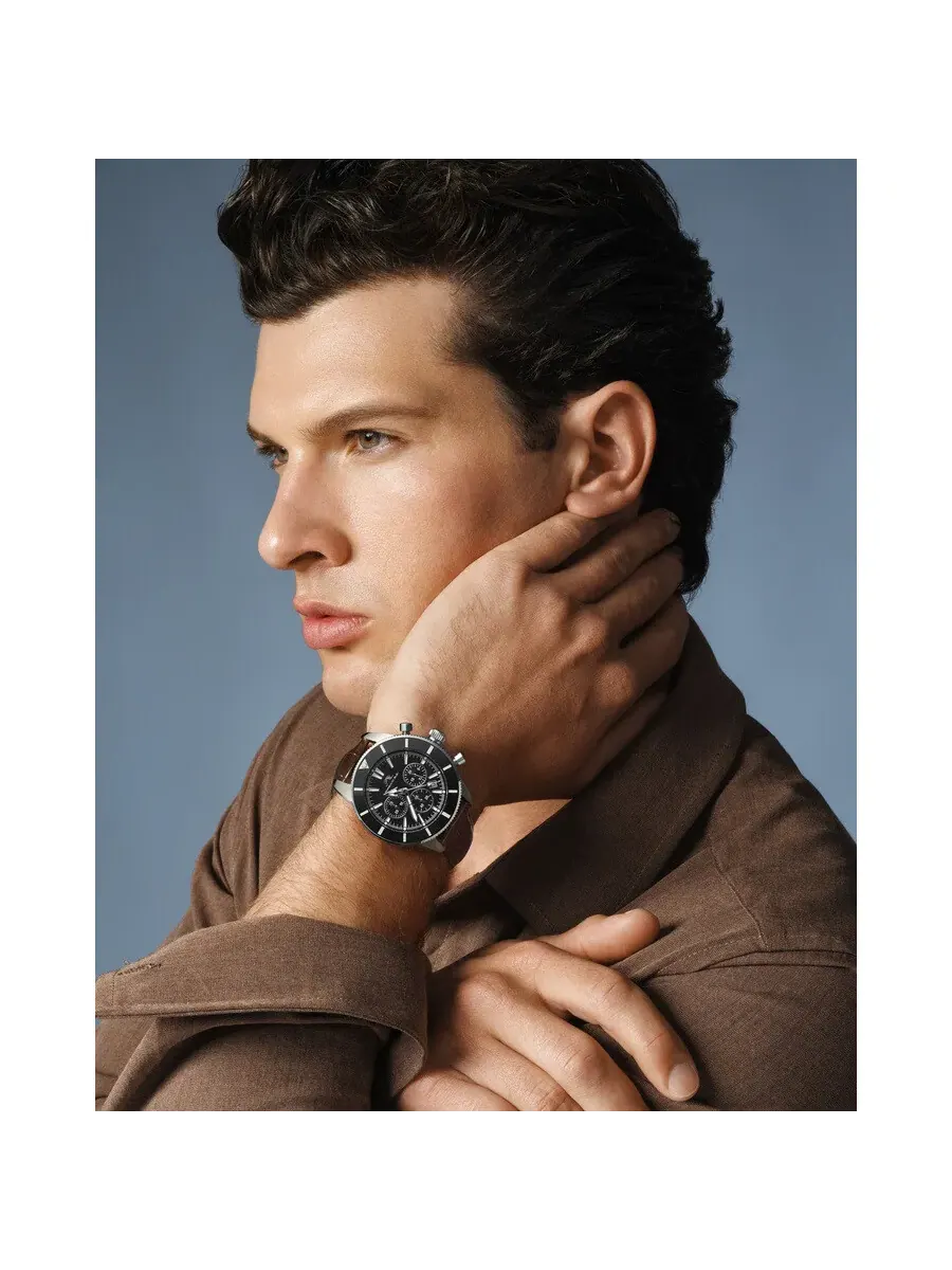 Мужские часы Porsamo Bleu Brandon Chronograph Quartz с черным циферблатом 1012CBRL — изображение 2 из 6, оттенок черный