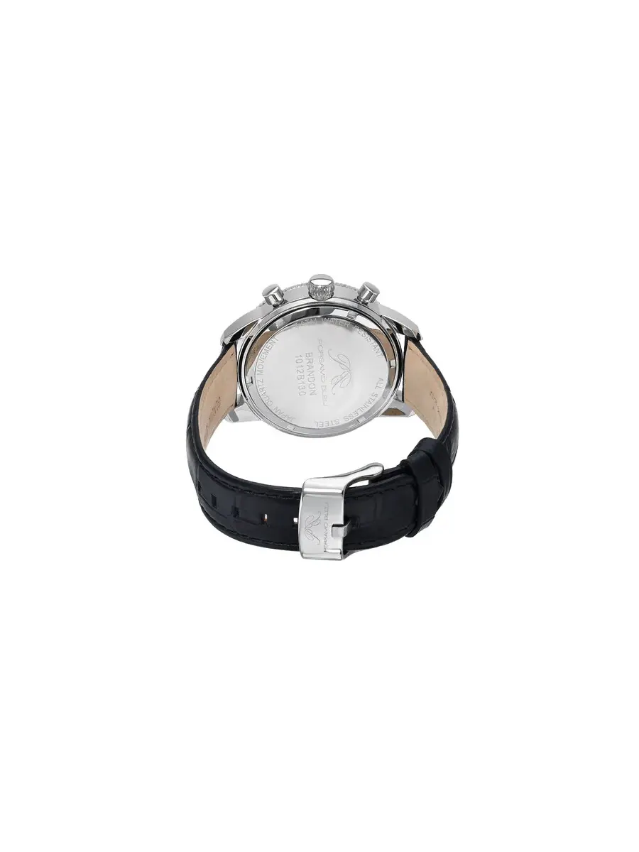Мужские часы Porsamo Bleu Brandon Chronograph Quartz с серебристым циферблатом 1012BBRL — изображение 3 из 5, оттенок черный