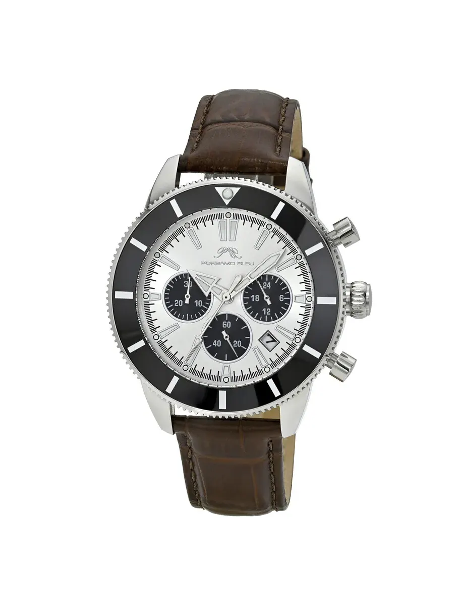 Мужские часы Porsamo Bleu Brandon Chronograph Quartz с серебристым циферблатом 1012DBRL