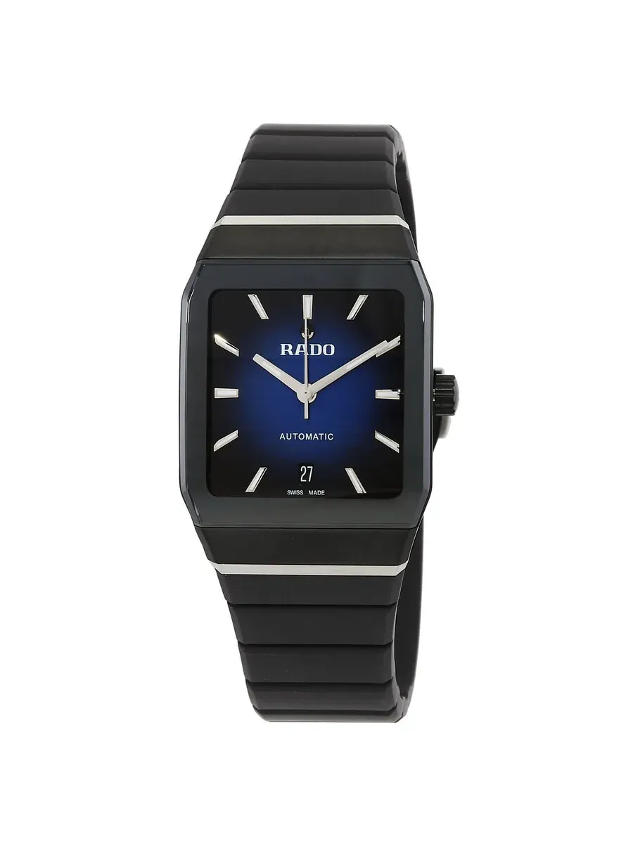 Часы Rado Anatom Automatic с синим циферблатом и бриллиантами для мужчин и женщин R10202209 — черный